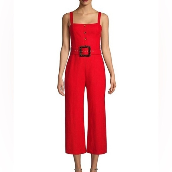 STAUD Bay Cropped Red Jumpsuit - Picture 2 of 15
